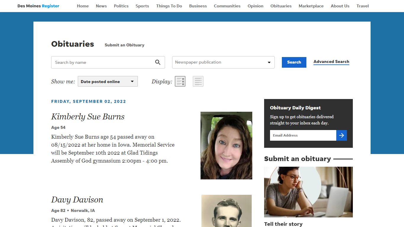 Obituaries in Des Moines, IA | The Des Moines Register